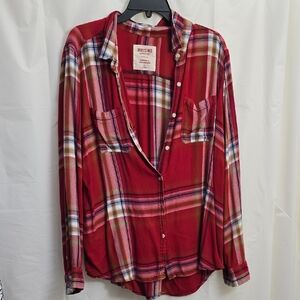 Mossimo Supply Co. Boyfriend Fit XL Red and Blue Plaid Shirt Super Soft